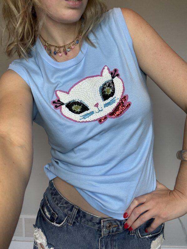 Y2K Bonjour Kitty Sequin Tee - Image 3