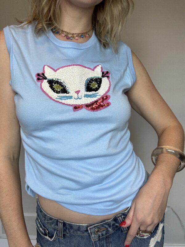 Y2K Bonjour Kitty Sequin Tee - Image 4