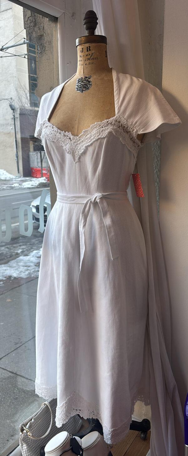 1950s Nettie Rosenstein White Swing Dress