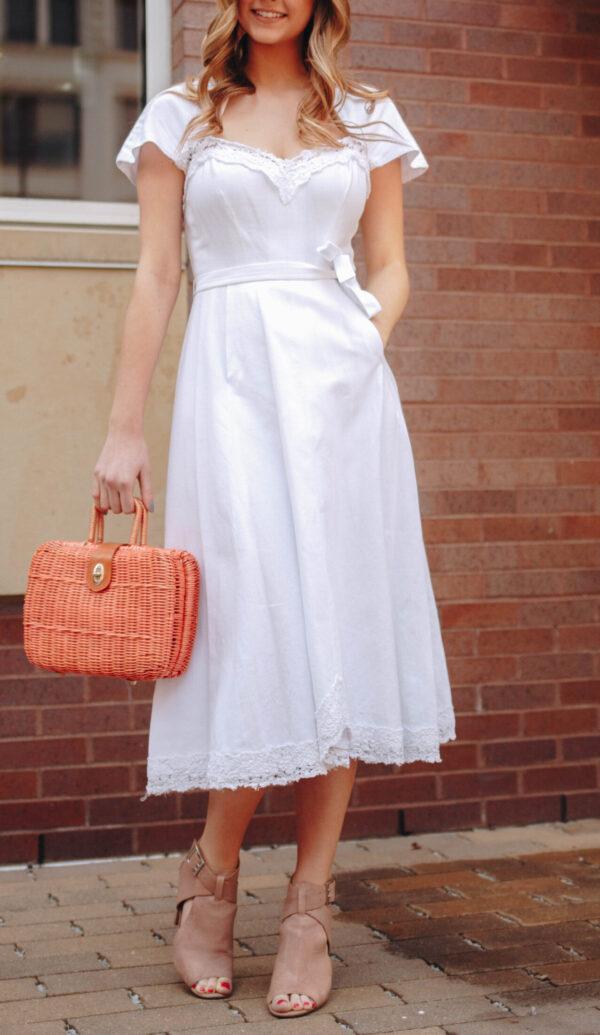 1950s Nettie Rosenstein White Swing Dress - Image 2