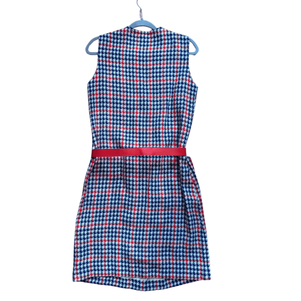 1970s Country Miss Houndstooth Plaid Belted Dress - Image 2