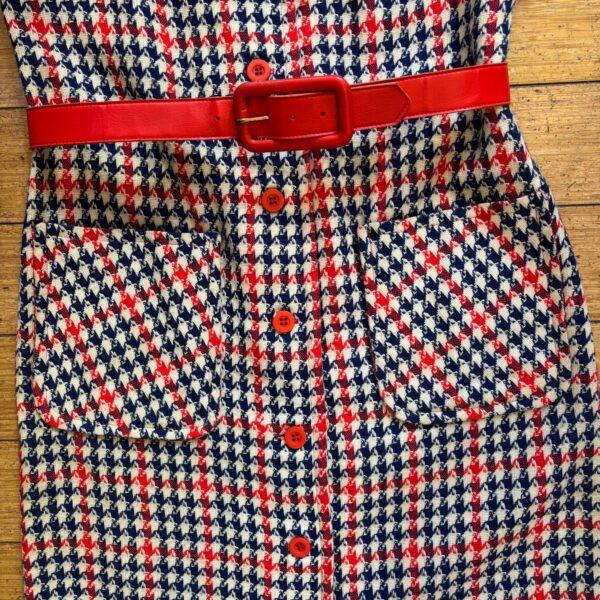 1970s Country Miss Houndstooth Plaid Belted Dress - Image 5