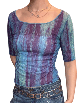 Y2K Class Roberto Cavalli Printed Mesh Top