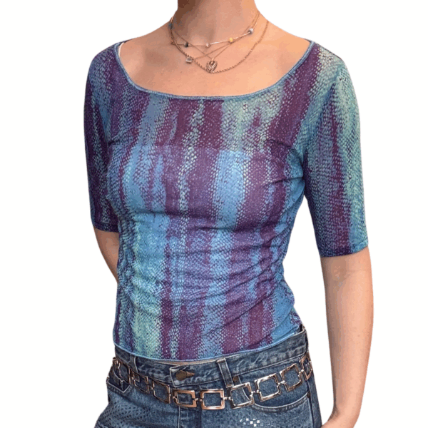 Y2K Class Roberto Cavalli Printed Mesh Top