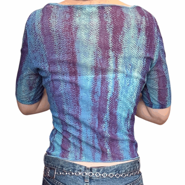 Y2K Class Roberto Cavalli Printed Mesh Top - Image 7