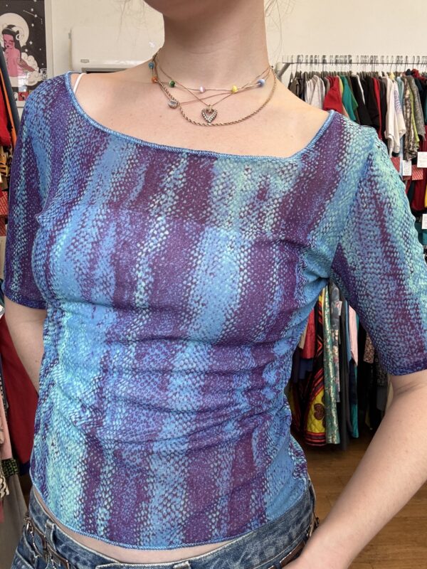 Y2K Class Roberto Cavalli Printed Mesh Top - Image 4