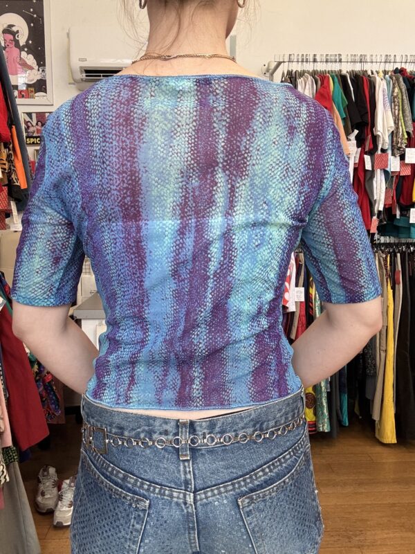 Y2K Class Roberto Cavalli Printed Mesh Top - Image 5