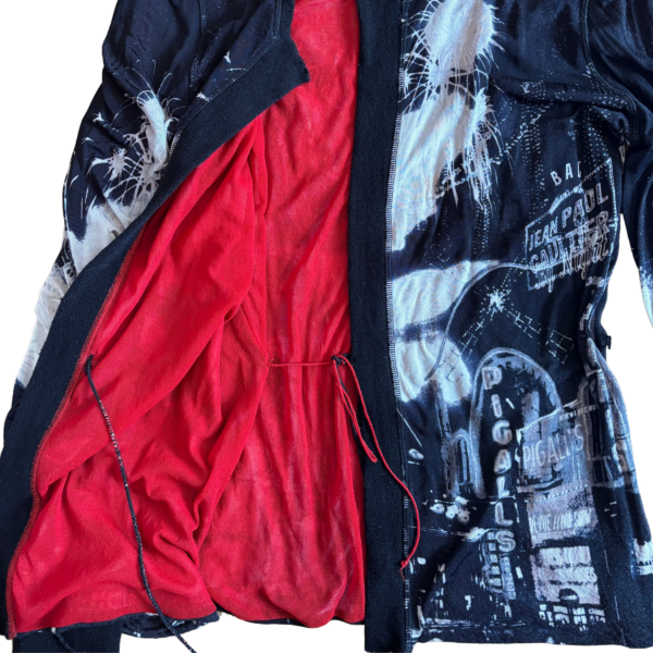 Early 2000s Jean Paul Gaultier Maille Femme Mesh Wrap Top – Eiffel Tower + Pigalle Print - Image 5