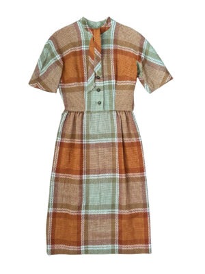 1950s-1960s Plaid Wool Sheath Dress