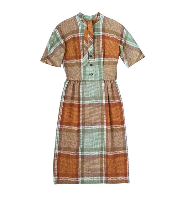 1950s-1960s Plaid Wool Sheath Dress