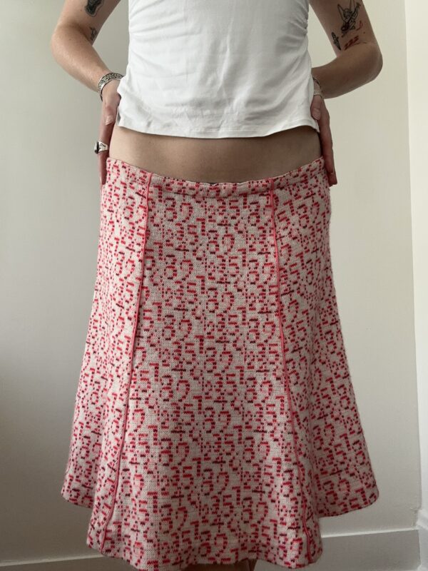 1970s Novelty Numerology Intarsia Knit A-Line Skirt - Image 2
