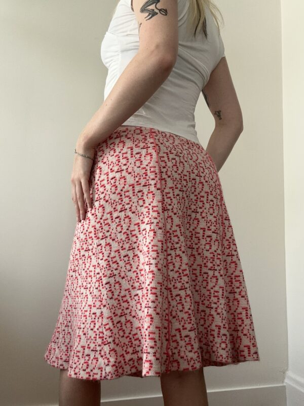 1970s Novelty Numerology Intarsia Knit A-Line Skirt - Image 3