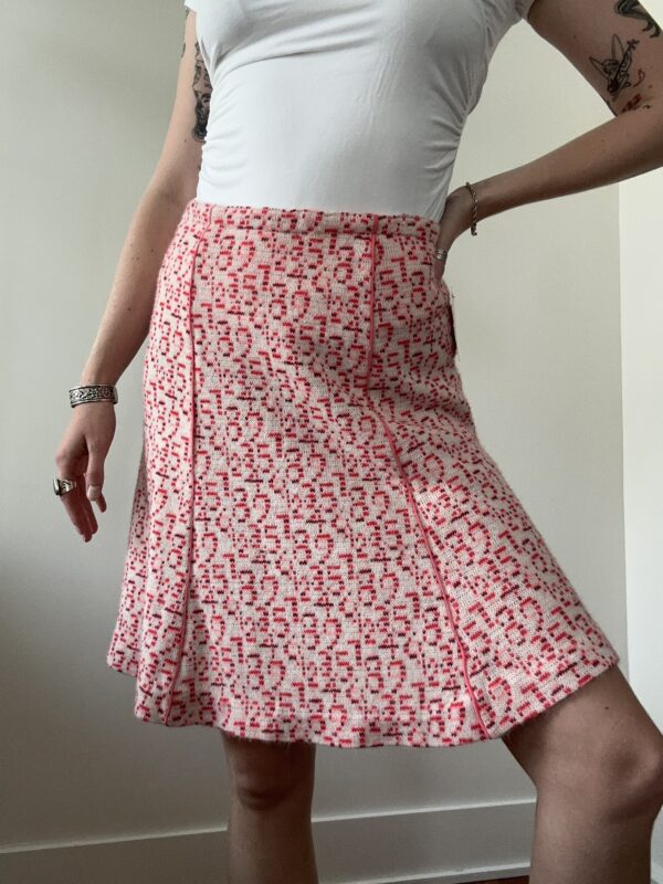 1970s Novelty Numerology Intarsia Knit A-Line Skirt - Image 5