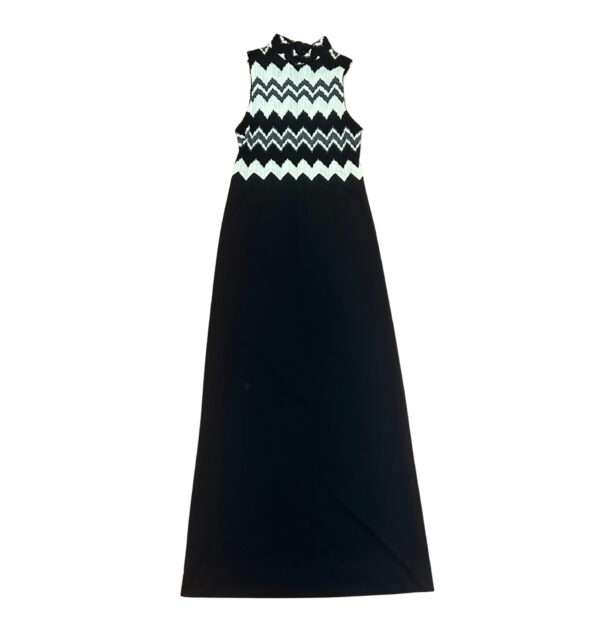 1970s Editions Black and White Mock Neck Collar Maxi Dress - Small / Medium - Image 6