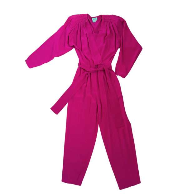 1990s Hot Pink Silk Jumpsuit by Stephan Andrews - XS-SM - Image 6