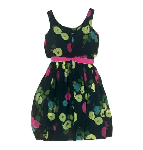 1950s Miss Brooks Floral Silk Cocktail Dress with Bow - XS-Small - Image 7