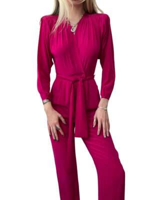 1990s Hot Pink Silk Jumpsuit by Stephan Andrews - XS-SM