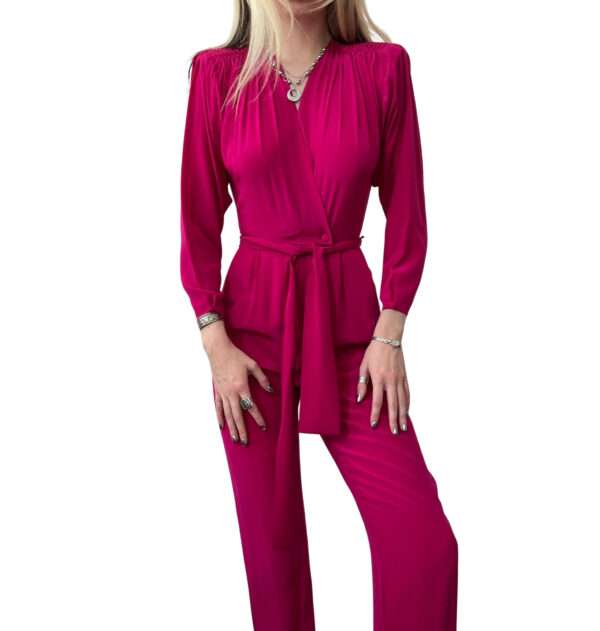 1990s Hot Pink Silk Jumpsuit by Stephan Andrews - XS-SM
