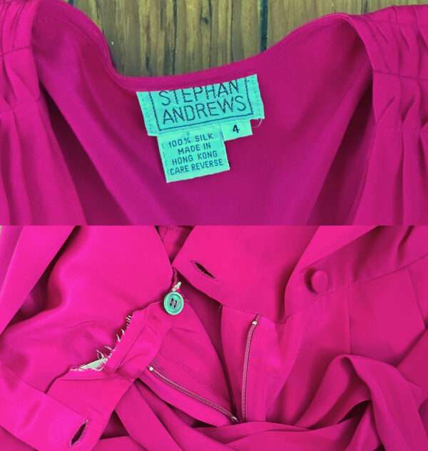 1990s Hot Pink Silk Jumpsuit by Stephan Andrews - XS-SM - Image 9