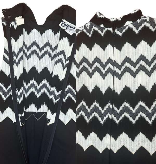 1970s Editions Black and White Mock Neck Collar Maxi Dress - Small / Medium - Image 7